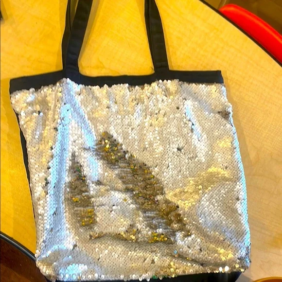 Sequin Tote Bag - Silver and Black - Picture 1 of 1